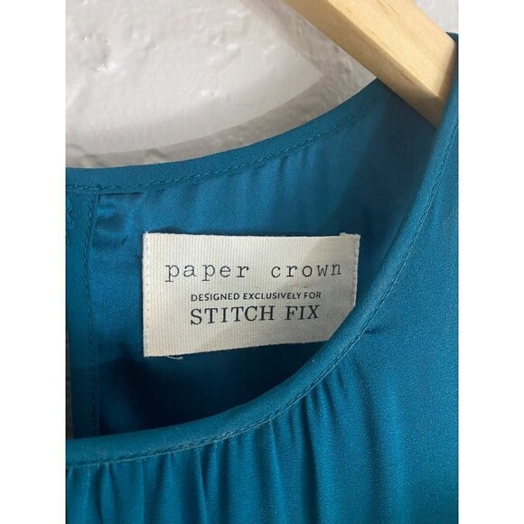 Paper Crown X Stitch Fix Women's Green Sleeveless Pleated Dress - 8 - Picture 2 of 14